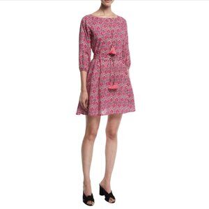 Figue Jules Mini Dress Womens XS Small Pink Tassels Medallion Print 3/4 Sleeve